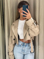 Belted Cropped Trench Jacket