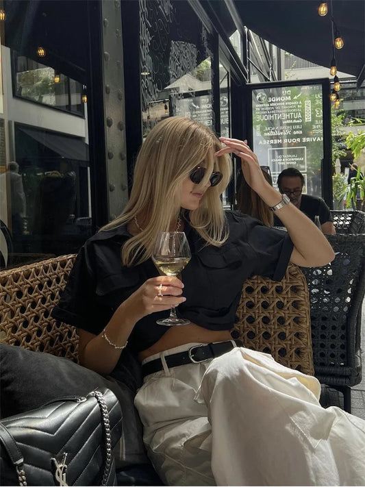 Asymmetrical Knot Short Sleeved Shirt