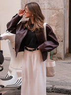 Vintage Lapel Zipper Leather Jacket