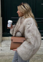 Luxury Gradient Cropped Faux Fur Coat