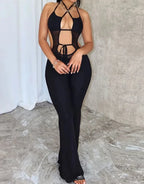Bandage Lace Up Backless Cut Out Jumpsuits