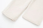 Vintage White Leather Buckle Woolen Jacket