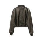 Washed Faux Leather Cropped Jacket