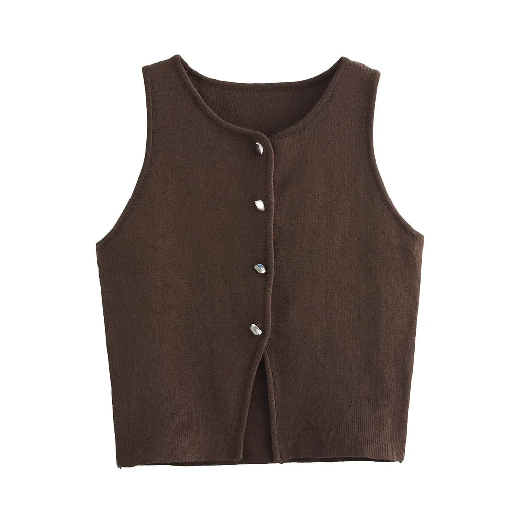 Knit Sleeveless Cropped Vest