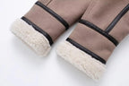 Faux Shearling Buckle Detail Aviator Jacket