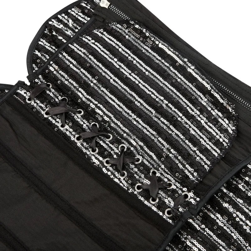 Marquesa™ Sequined Overbust Corset – Vintage Zipper Bustier Top