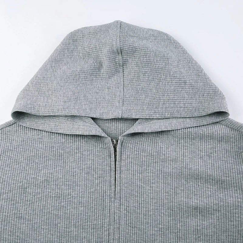 Marl Gray Three Piece Bralette Shorts And Cardigan Set