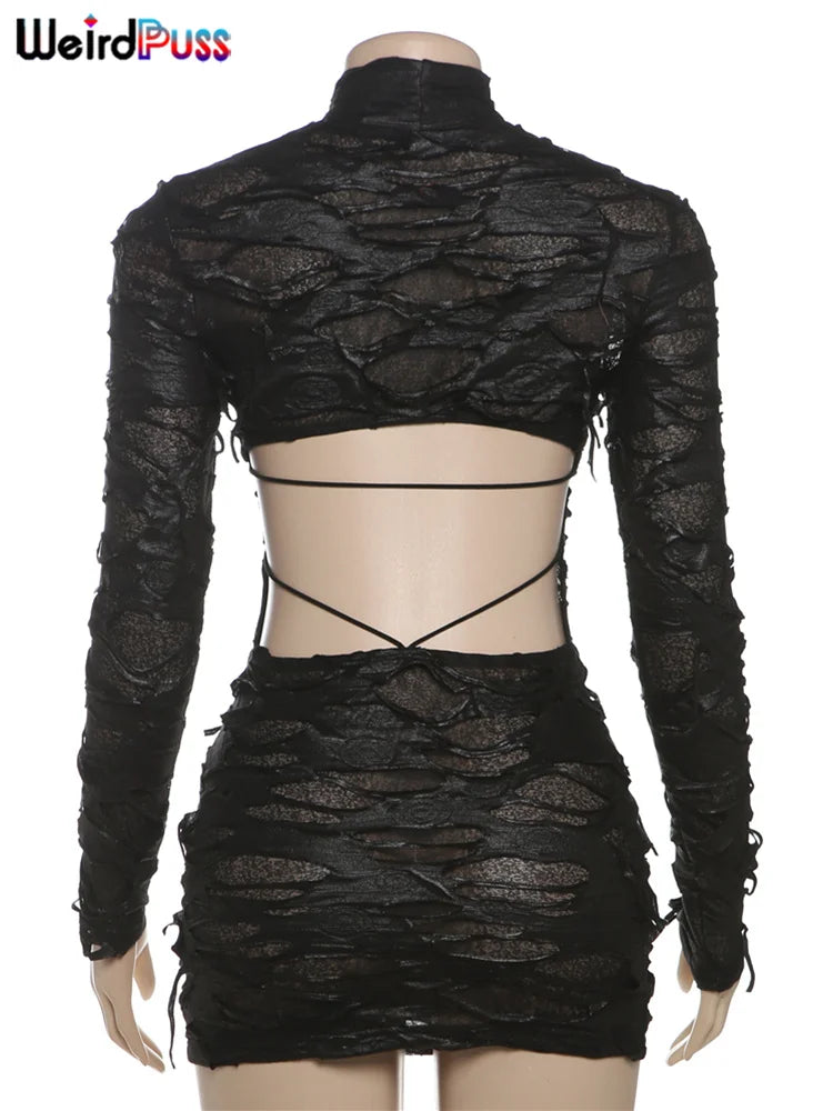 Thessia™ Backless Hollow Bodycon Mini Dress