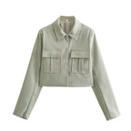 Crop Jackets And Wide Leg Trousers Two Piece Set