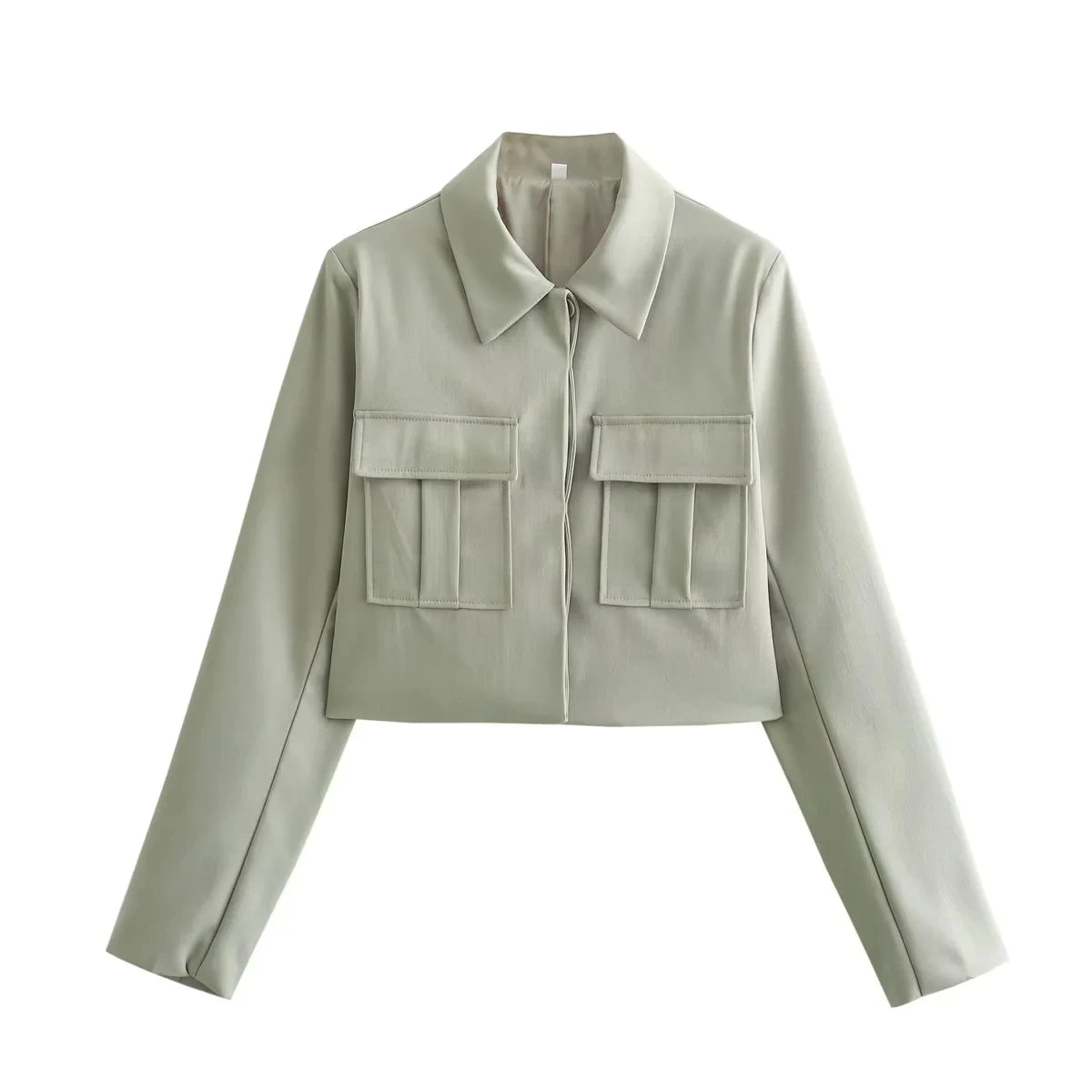 Crop Jackets And Wide Leg Trousers Two Piece Set