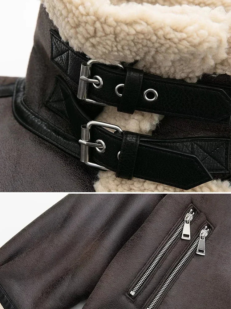 Faux Fur Aviator Double-sided Jacket