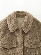 Faux Fur Fleece Teddy Cropped Jacket