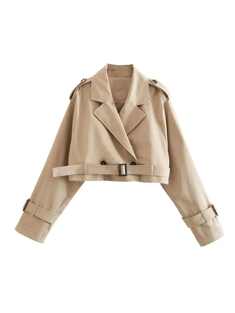 Belted Cropped Trench Jacket