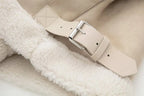 Beige Faux Shearling Aviator Jacket