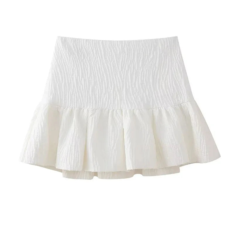 White Collar Top Skirt Two Piece Set