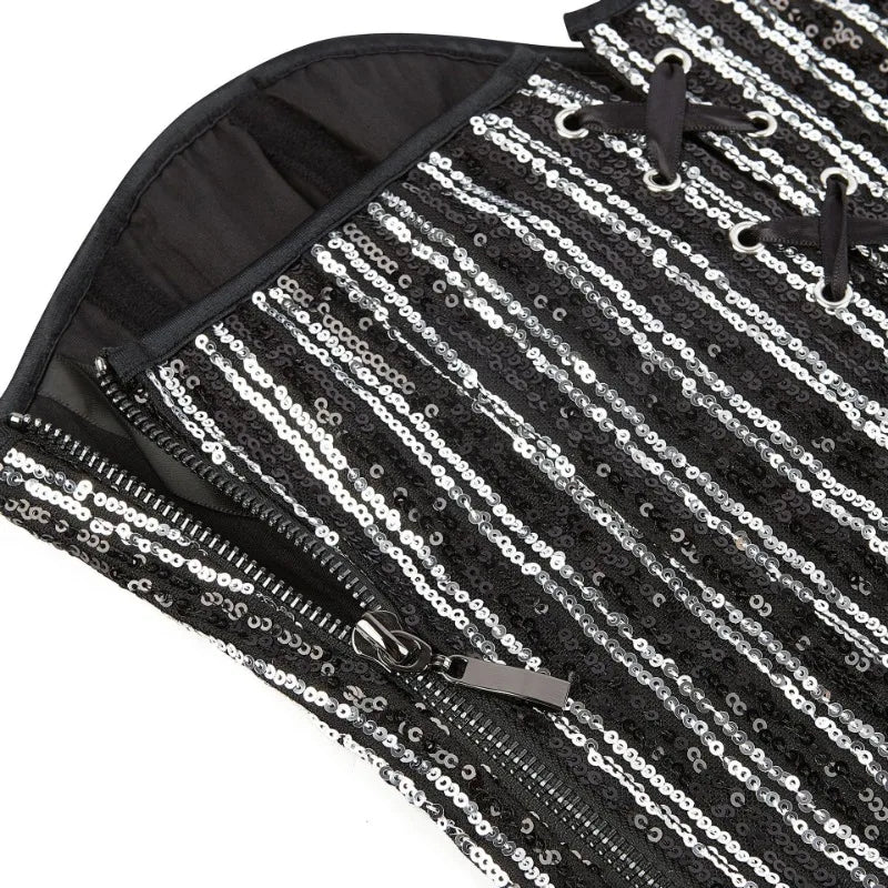 Marquesa™ Sequined Overbust Corset – Vintage Zipper Bustier Top