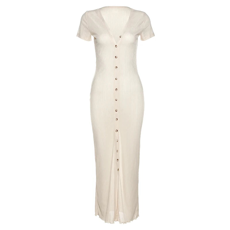 Amélia™ V-Neck Button Down Maxi Dress