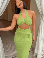 Halter Knot Top & Maxi Skirt