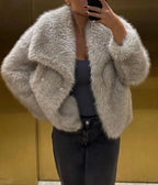 Faux Fur Collar Detail Coat