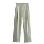 Crop Jackets And Wide Leg Trousers Two Piece Set