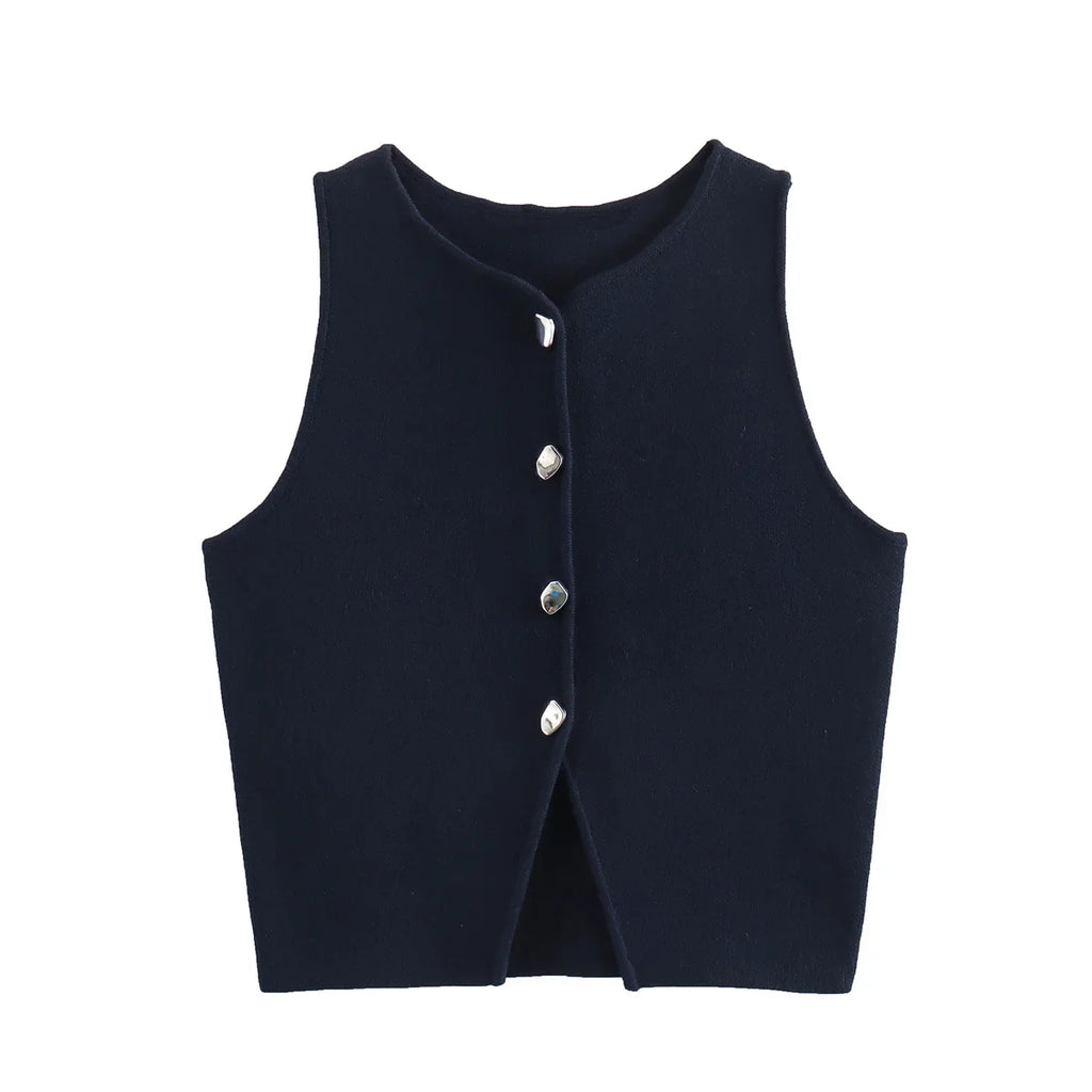 Knit Sleeveless Cropped Vest