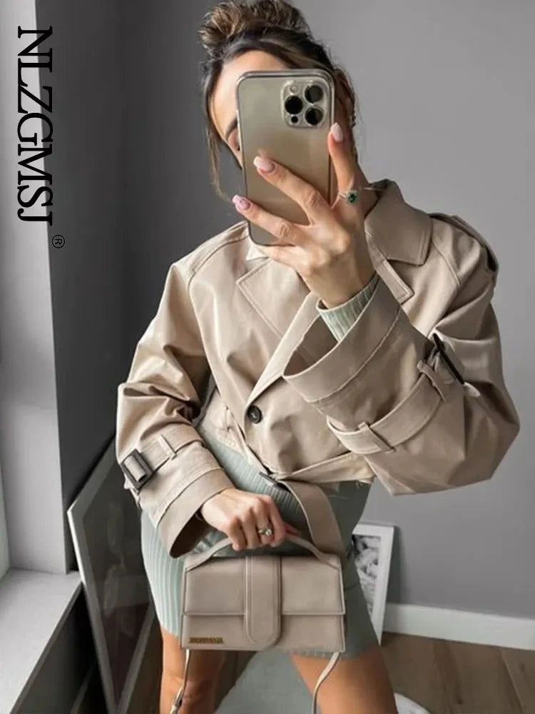 Belted Cropped Trench Jacket