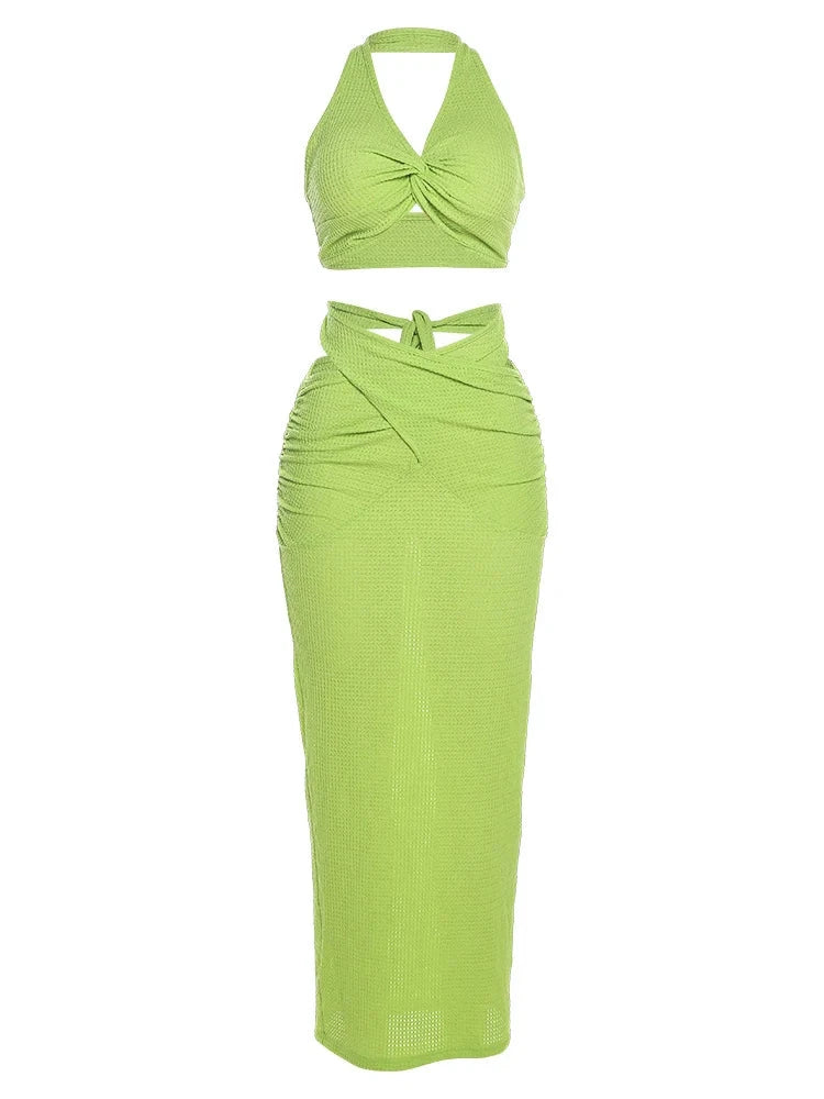 Halter Knot Top & Maxi Skirt