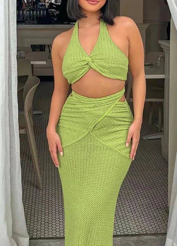 Halter Knot Top & Maxi Skirt