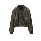 Washed Faux Leather Cropped Jacket