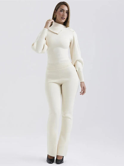 Casual Knitted Sweater Two Piece Set