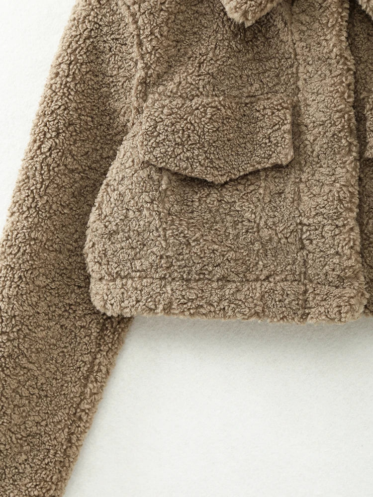 Faux Fur Fleece Teddy Cropped Jacket