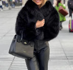 Cropped Plush Faux Fur Coat