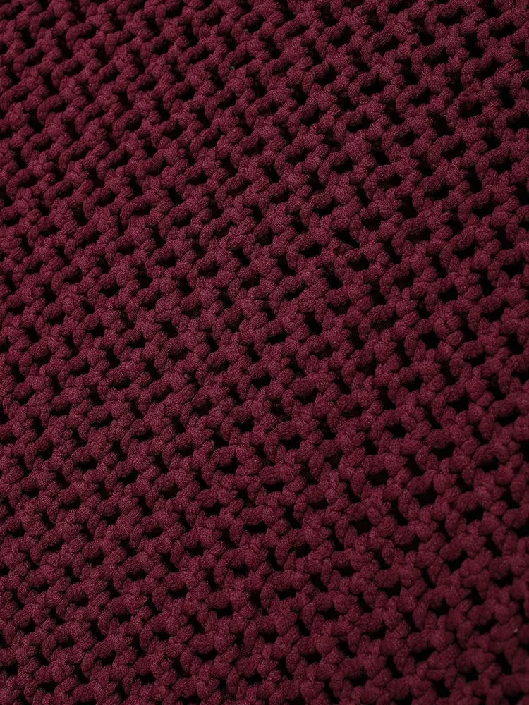 Burgundy Knitted Button Detail Cardigan