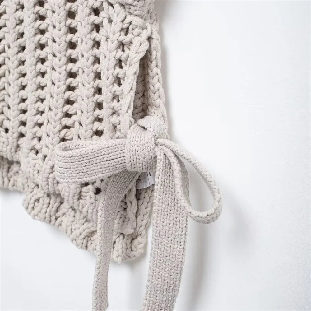 Hollow Out Knit Pullover Sweater Top