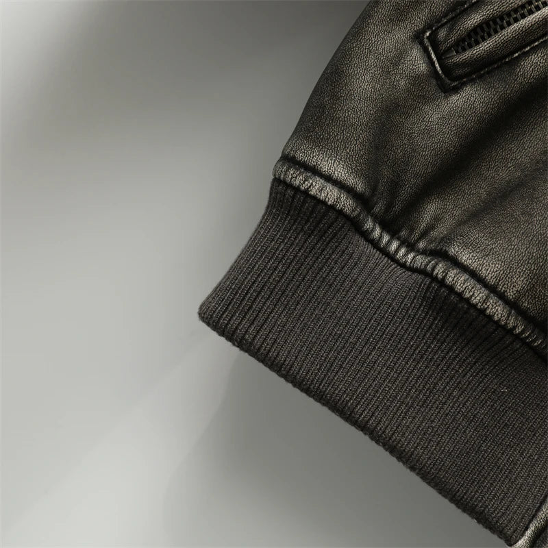 Washed Faux Leather Cropped Jacket