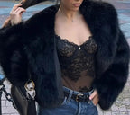 Cropped Plush Faux Fur Coat