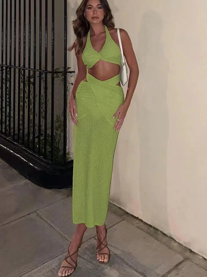 Halter Knot Top & Maxi Skirt