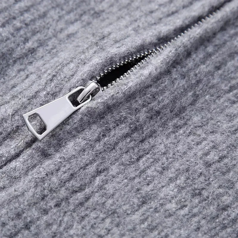 Knit Zipper Sweater Cardigan