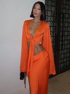 Satin Flare Shirt & Maxi Skirt Set