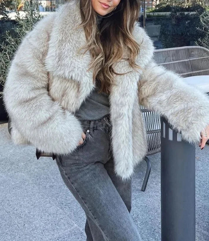 Faux Fur Collar Detail Coat