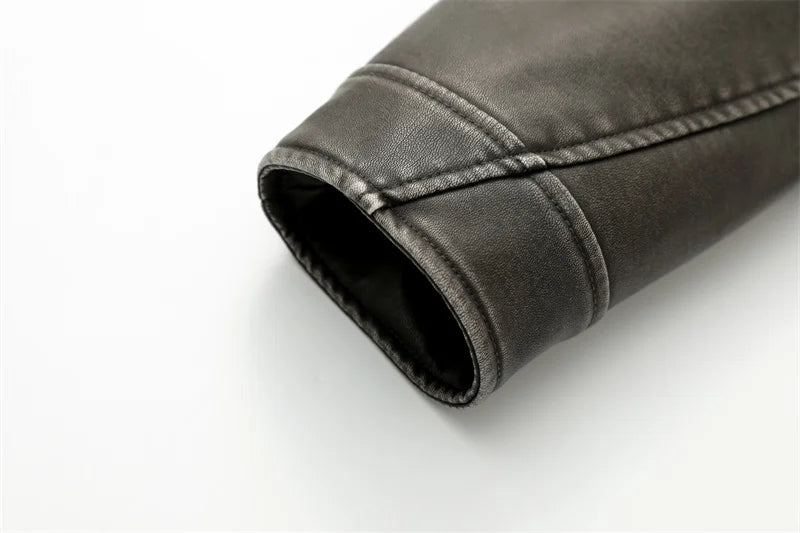 Washed Leather Belted Jacket