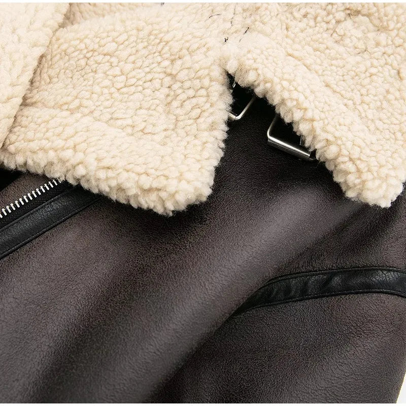 Faux Fur Aviator Double-sided Jacket