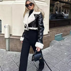 Aviator Cropped Leather Jacket