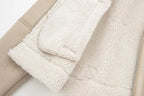 Beige Faux Shearling Aviator Jacket