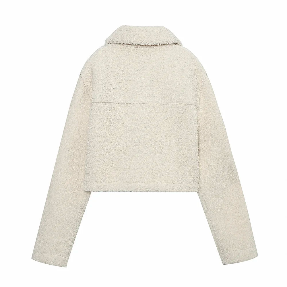 Faux Fur Fleece Teddy Cropped Jacket