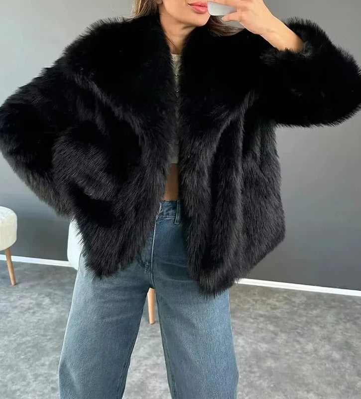 Faux Fur Collar Detail Coat