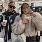 Luxury Gradient Cropped Faux Fur Coat