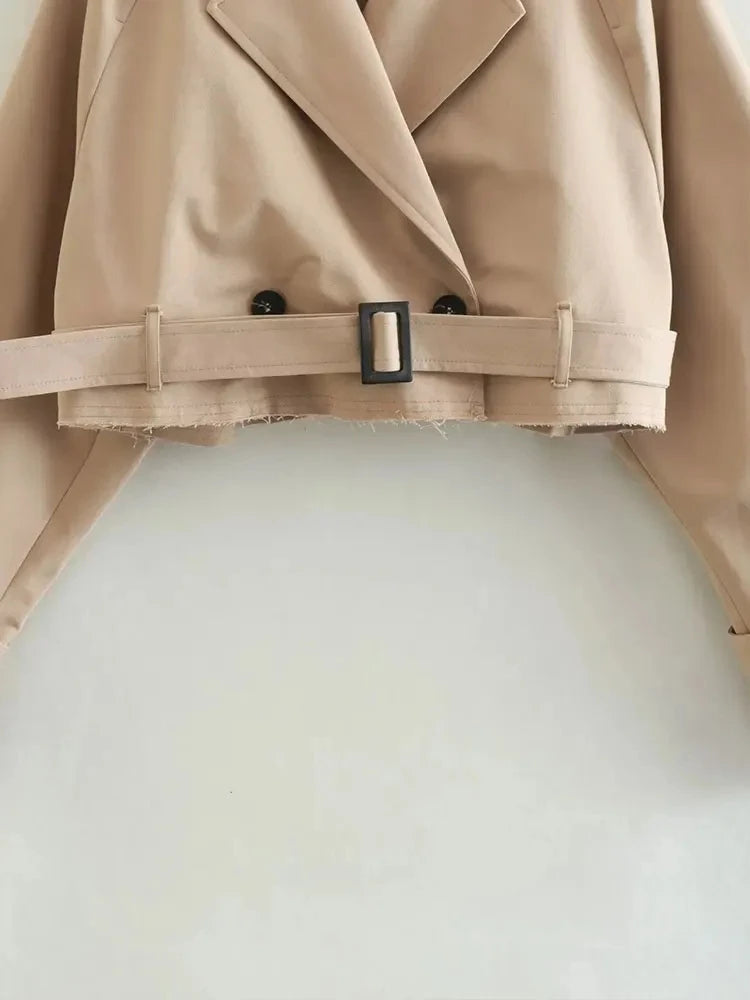 Belted Cropped Trench Jacket