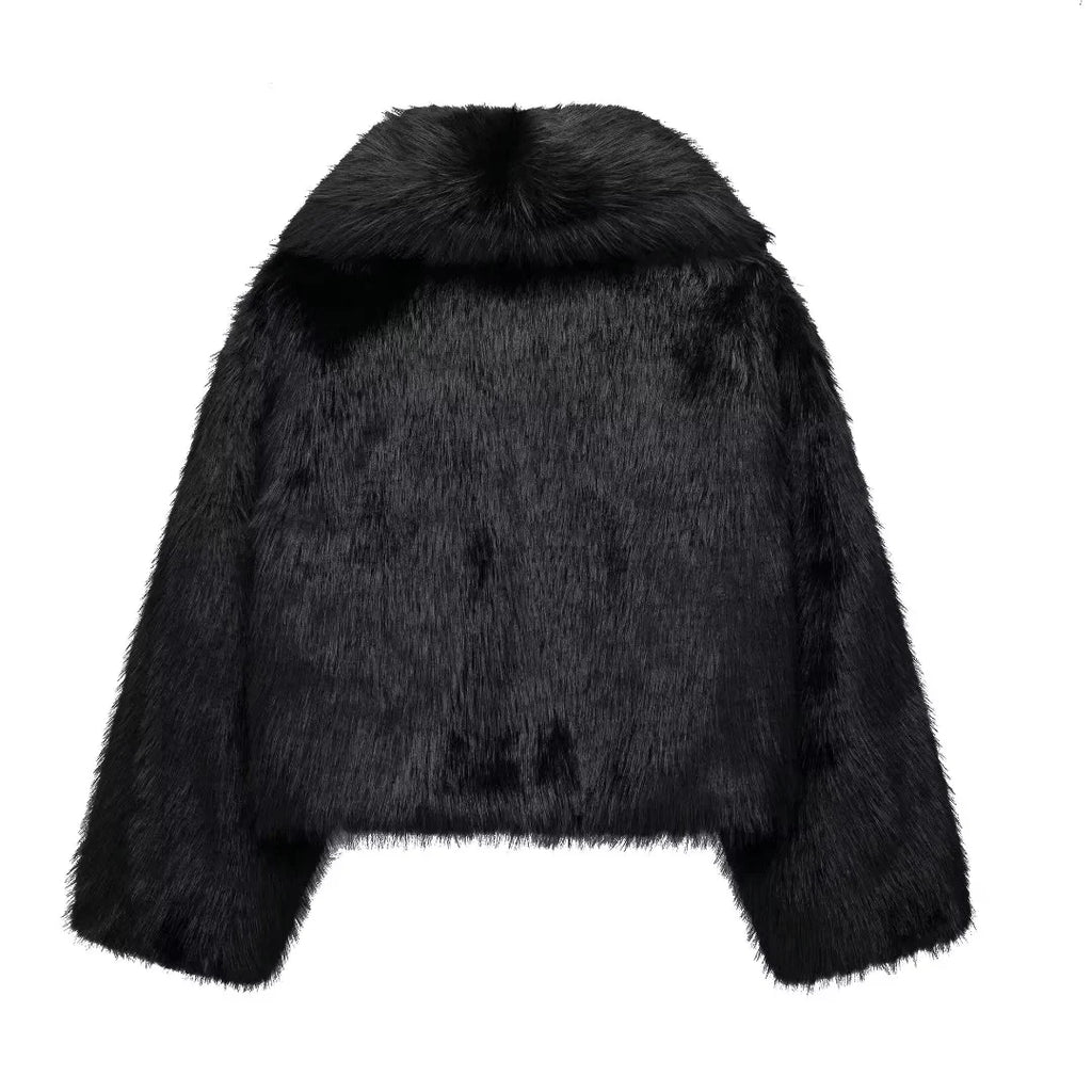 Cropped Plush Faux Fur Coat