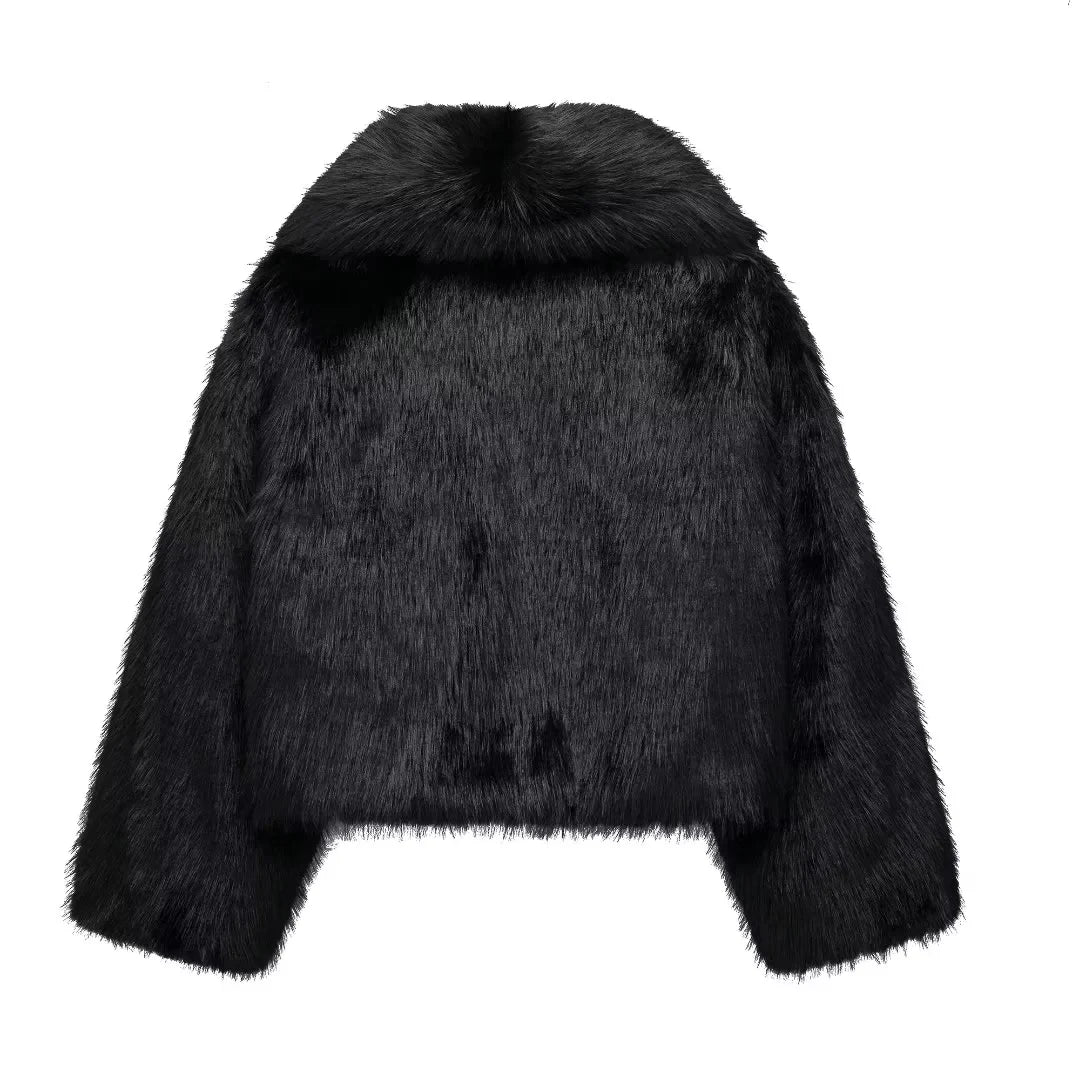 Cropped Plush Faux Fur Coat
